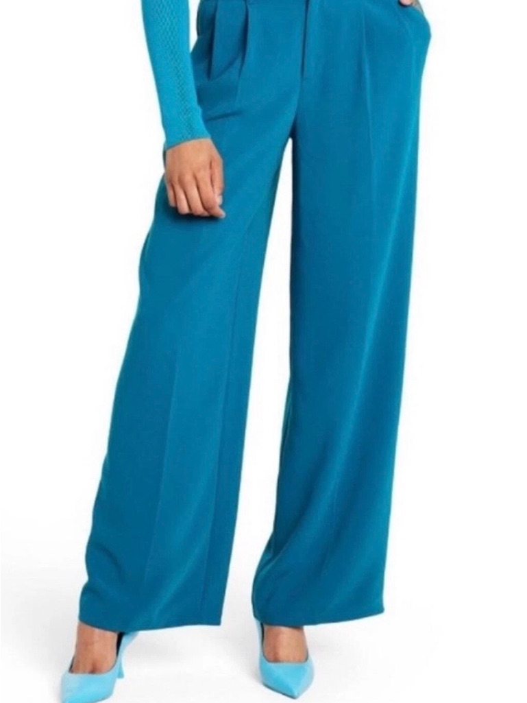 Sergio Hudson + Target High-Rise Wide-Leg Pants In Teal - Women's